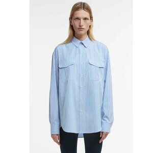 WARDROBE.NYC Oversize Shirt in Mid Stripe Blue (S)